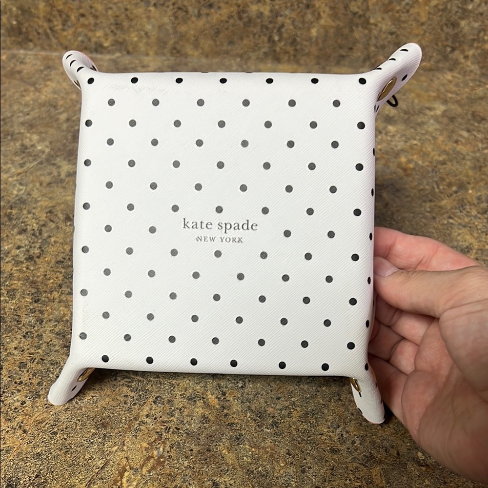 Kate Spade Polka Dot Tray with Pink and Green Monogram - Picture 2 of 2